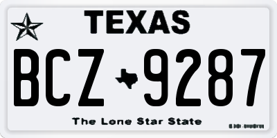 TX license plate BCZ9287