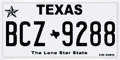 TX license plate BCZ9288