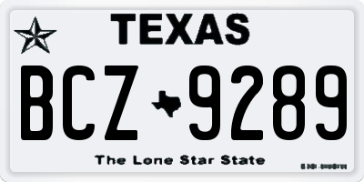 TX license plate BCZ9289
