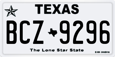 TX license plate BCZ9296