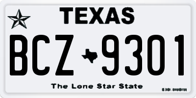 TX license plate BCZ9301