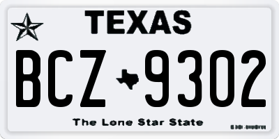 TX license plate BCZ9302