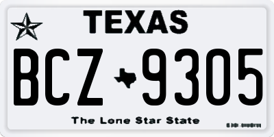 TX license plate BCZ9305