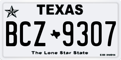 TX license plate BCZ9307