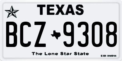 TX license plate BCZ9308