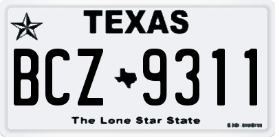 TX license plate BCZ9311