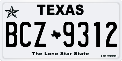 TX license plate BCZ9312