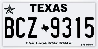 TX license plate BCZ9315