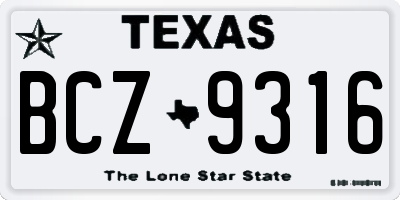 TX license plate BCZ9316
