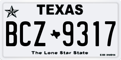 TX license plate BCZ9317