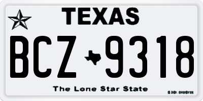 TX license plate BCZ9318