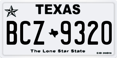 TX license plate BCZ9320
