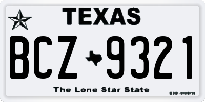 TX license plate BCZ9321