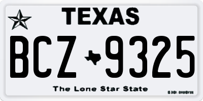 TX license plate BCZ9325