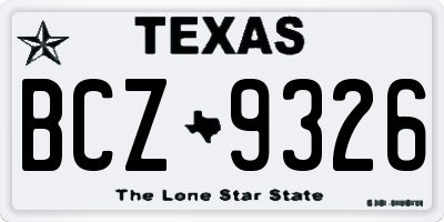 TX license plate BCZ9326