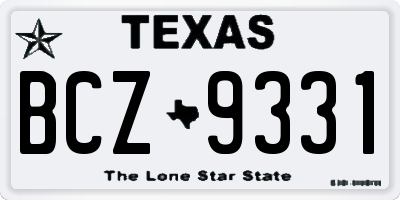 TX license plate BCZ9331