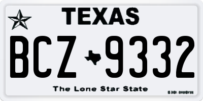 TX license plate BCZ9332