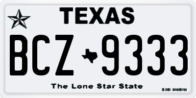 TX license plate BCZ9333