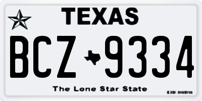 TX license plate BCZ9334