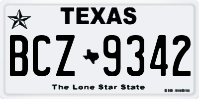 TX license plate BCZ9342