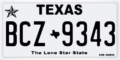 TX license plate BCZ9343