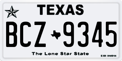 TX license plate BCZ9345