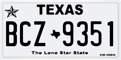 TX license plate BCZ9351