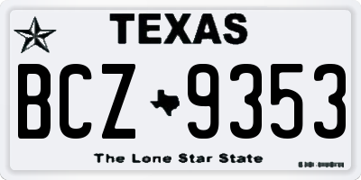 TX license plate BCZ9353