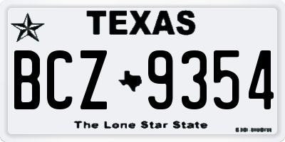 TX license plate BCZ9354