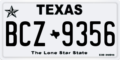TX license plate BCZ9356