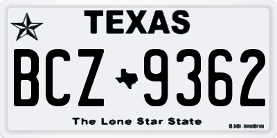 TX license plate BCZ9362