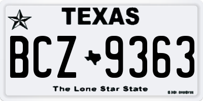 TX license plate BCZ9363