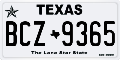 TX license plate BCZ9365