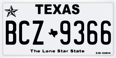 TX license plate BCZ9366