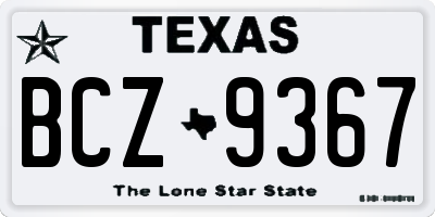 TX license plate BCZ9367