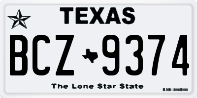 TX license plate BCZ9374