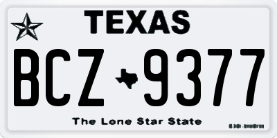 TX license plate BCZ9377