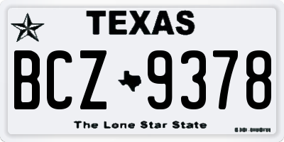 TX license plate BCZ9378