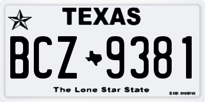 TX license plate BCZ9381