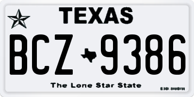 TX license plate BCZ9386