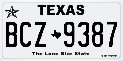 TX license plate BCZ9387