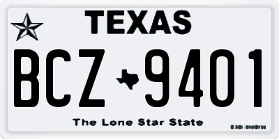 TX license plate BCZ9401