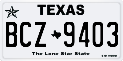 TX license plate BCZ9403