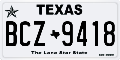 TX license plate BCZ9418