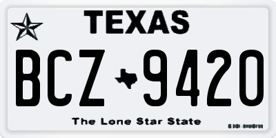 TX license plate BCZ9420