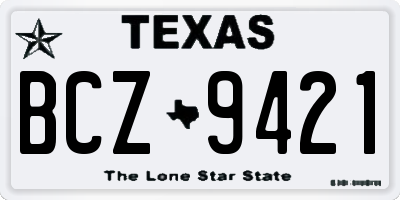 TX license plate BCZ9421