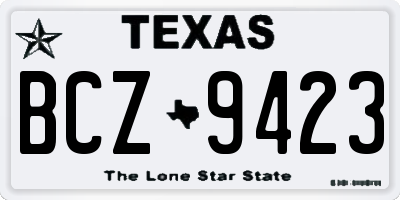 TX license plate BCZ9423