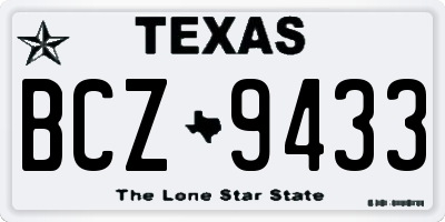TX license plate BCZ9433