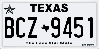 TX license plate BCZ9451