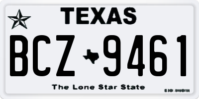 TX license plate BCZ9461